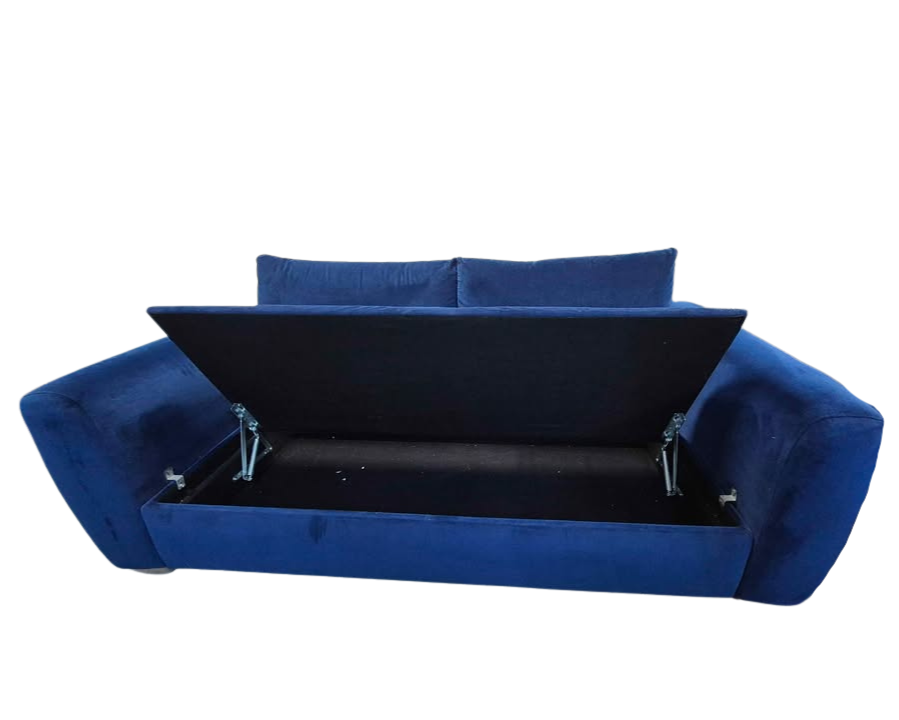 Snug Shack Blue Velvet Sofa Set – 3 Seater + 2 Seater with Storage