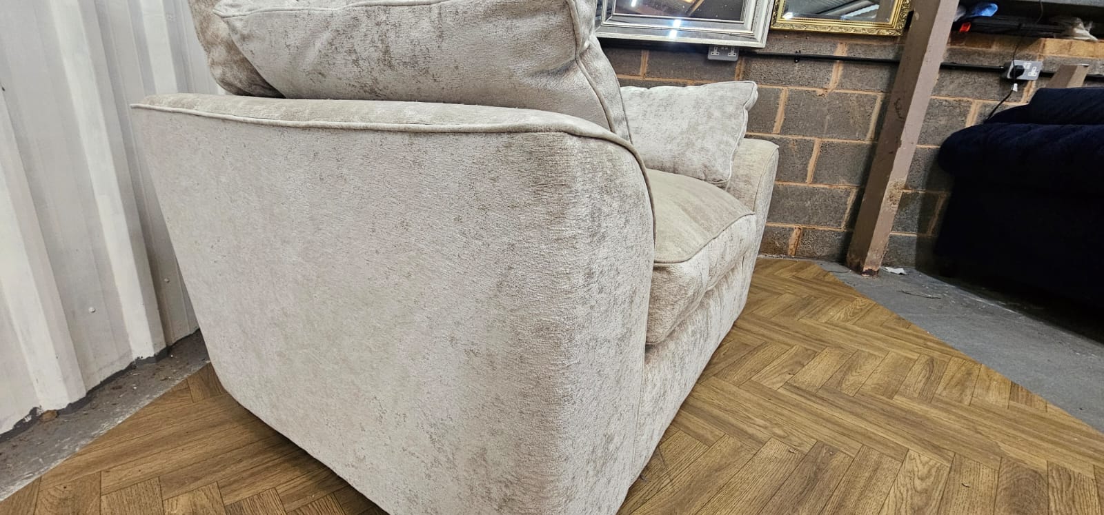 Next Stamford Cuddle Chair in Silver Distressed Velour