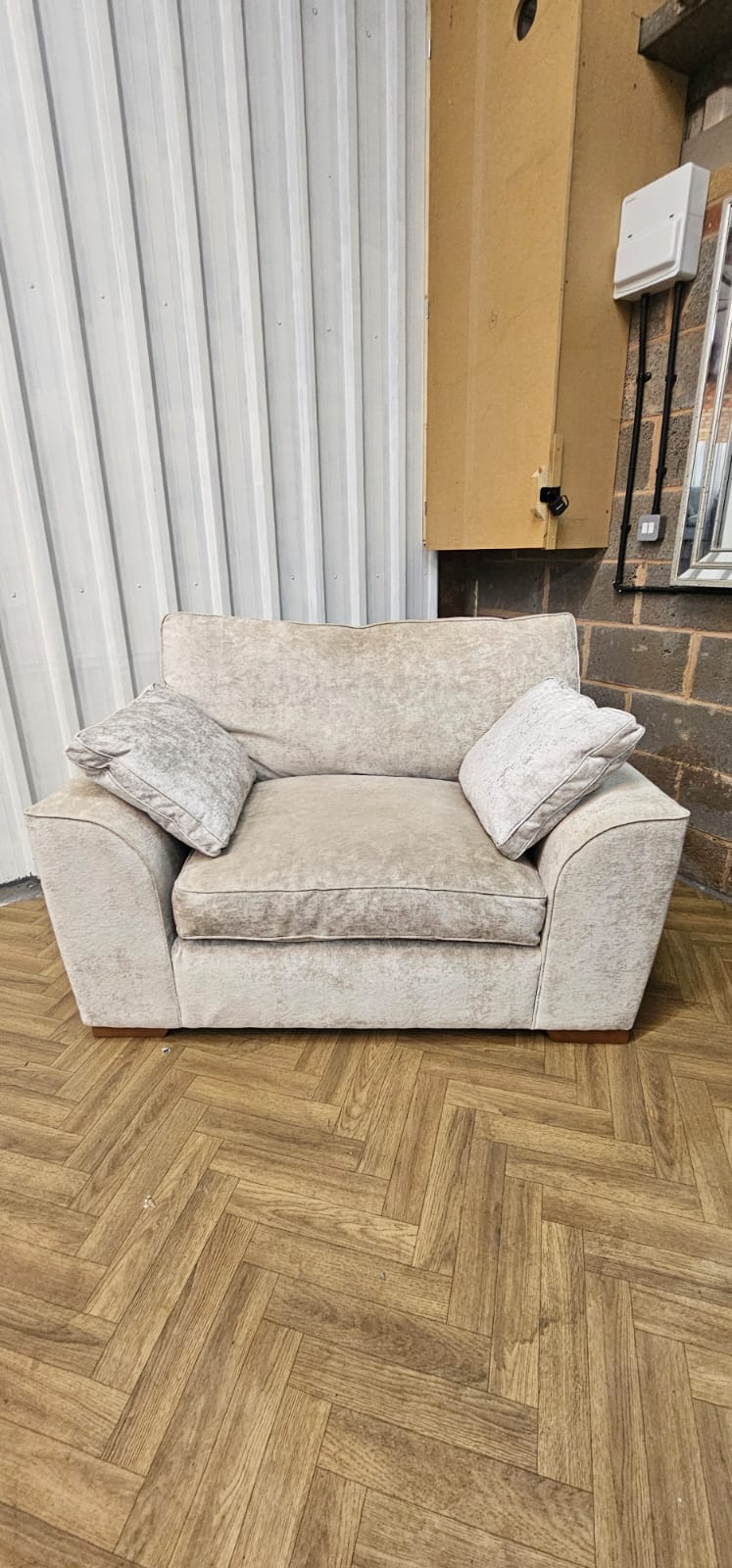 Next Stamford Cuddle Chair in Silver Distressed Velour