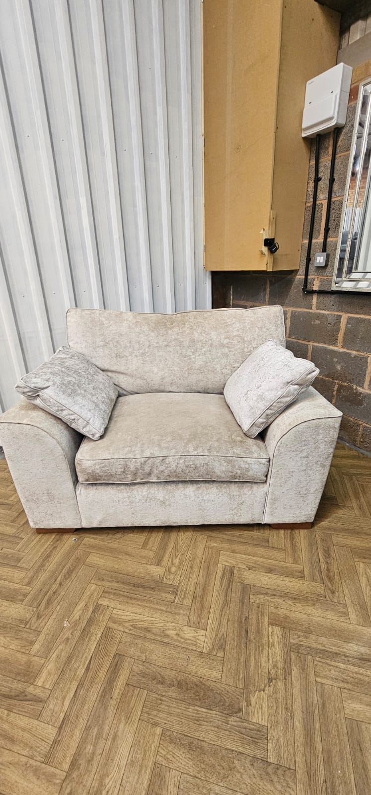 Next Stamford Cuddle Chair in Silver Distressed Velour