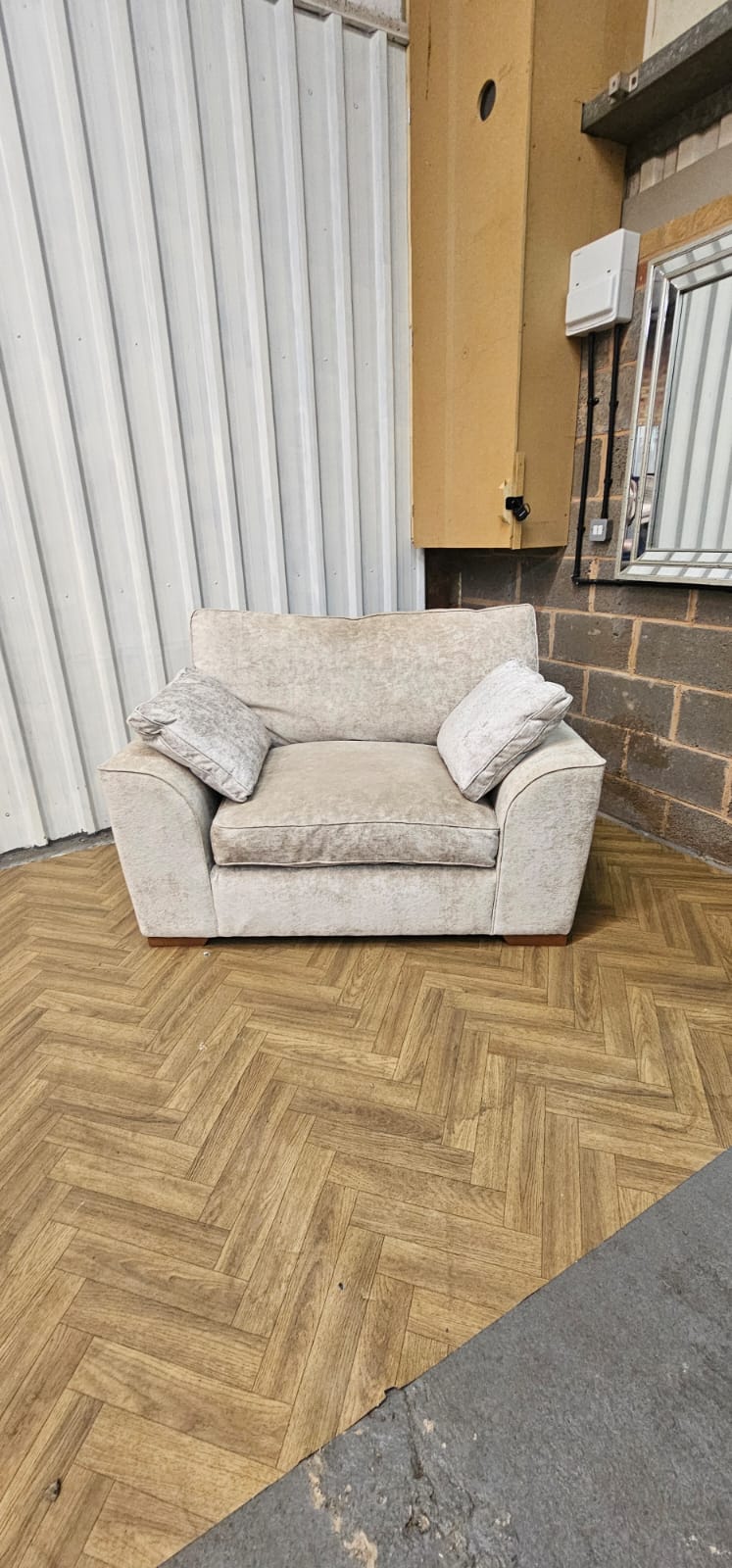 Next Stamford Cuddle Chair in Silver Distressed Velour
