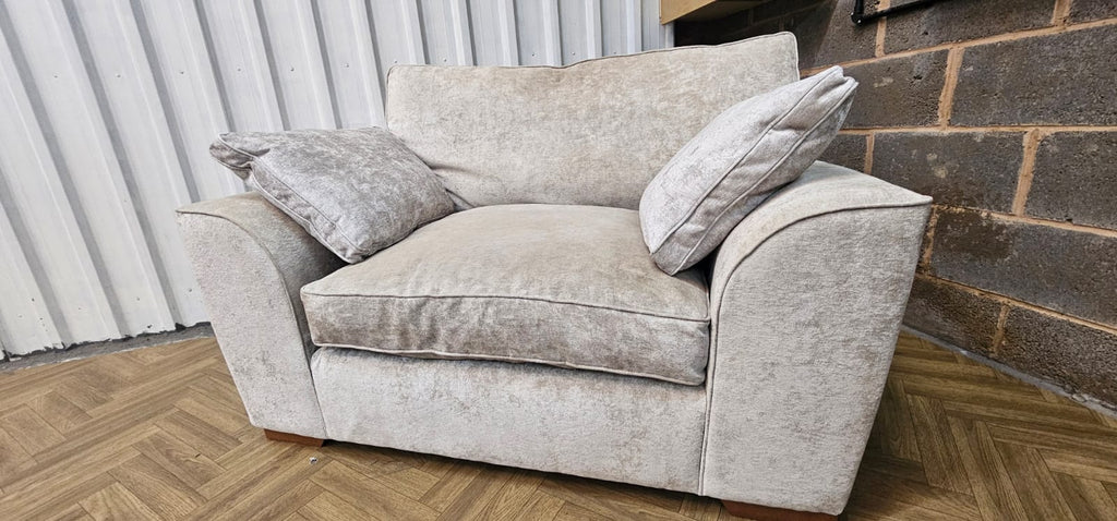 Next Stamford Cuddle Chair in Silver Distressed Velour