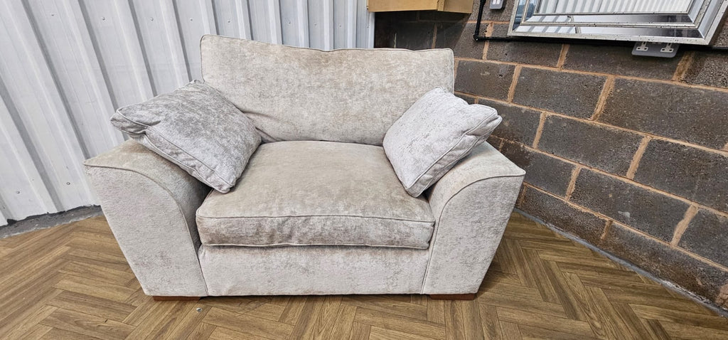 Next Stamford Cuddle Chair in Silver Distressed Velour