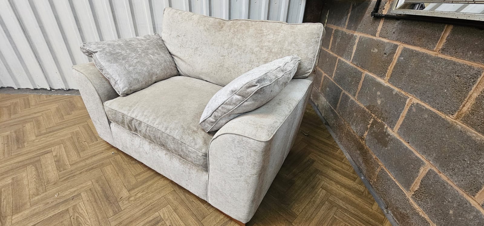 Next Stamford Cuddle Chair in Silver Distressed Velour