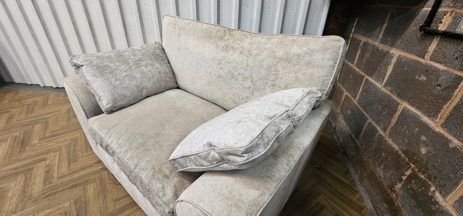 Next Stamford Cuddle Chair in Silver Distressed Velour