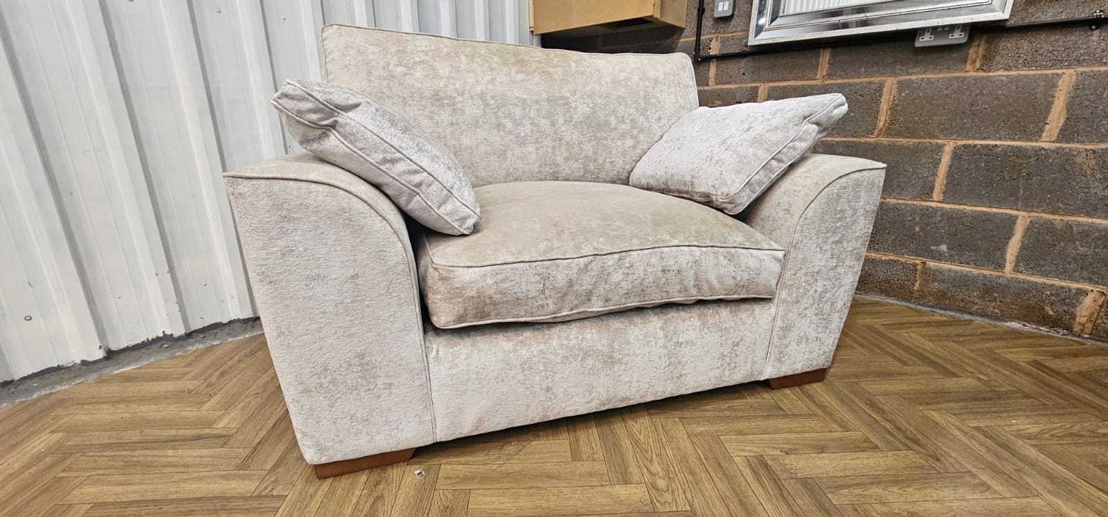 Next Stamford Cuddle Chair in Silver Distressed Velour