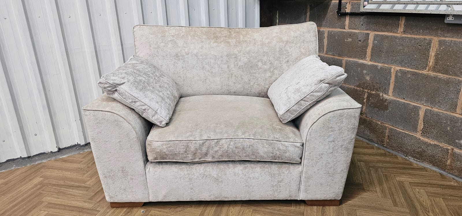 Next Stamford Cuddle Chair in Silver Distressed Velour