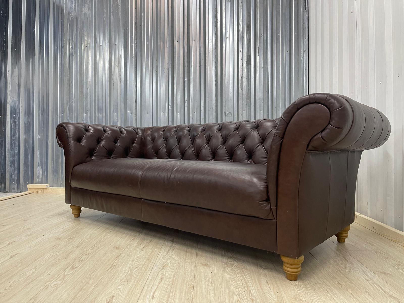 Oak FurnitureLand Montgomery Cigar leather 3 Seater (Ex - Display)