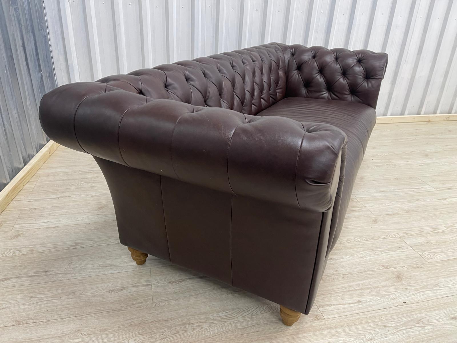 Oak FurnitureLand Montgomery Cigar leather 3 Seater (Ex - Display)