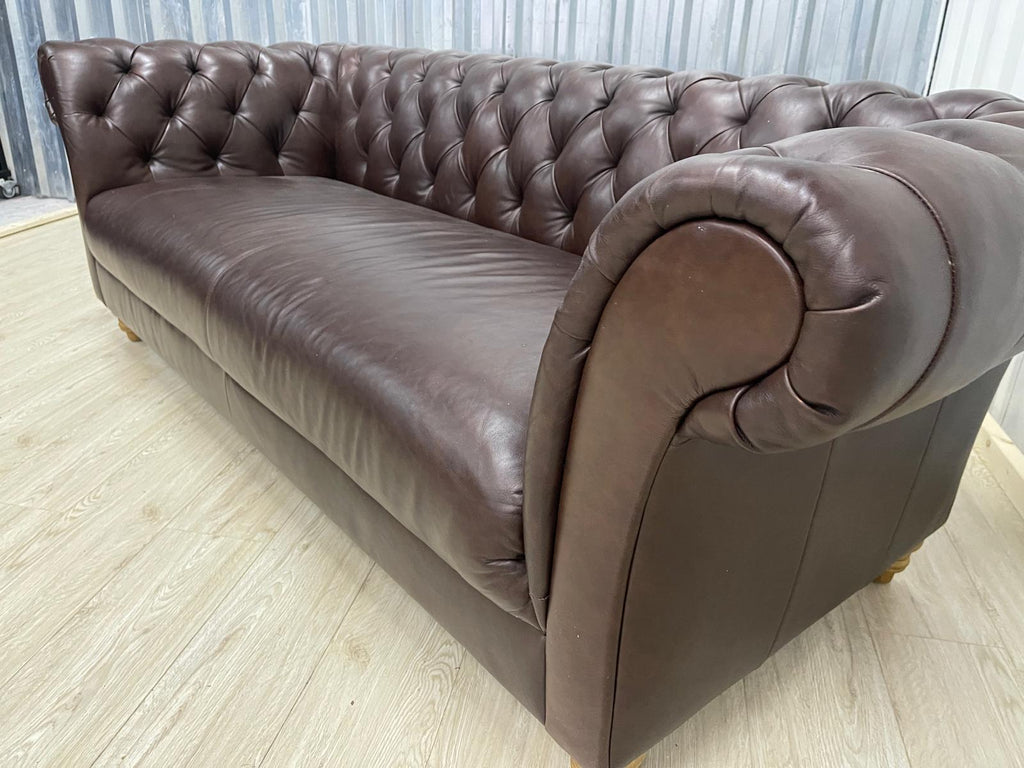 Oak FurnitureLand Montgomery Cigar leather 3 Seater (Ex - Display)
