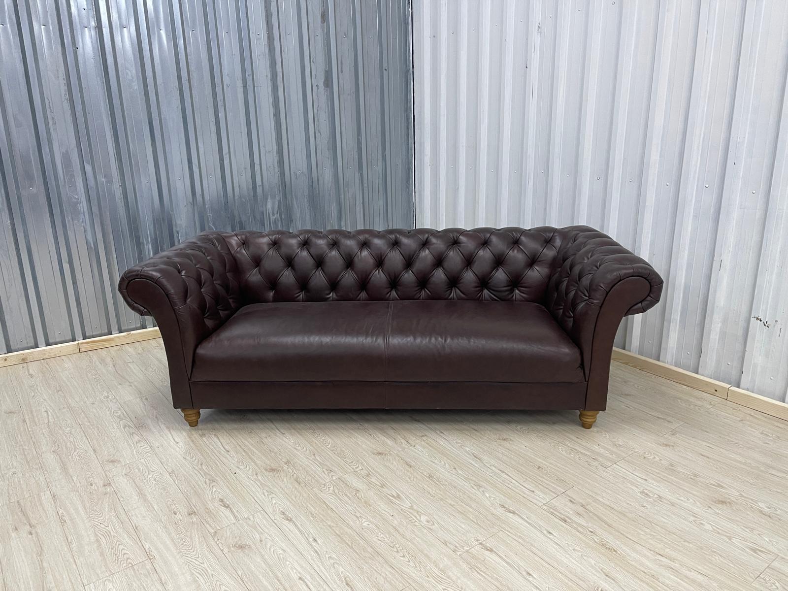 Oak FurnitureLand Montgomery Cigar leather 3 Seater (Ex - Display)