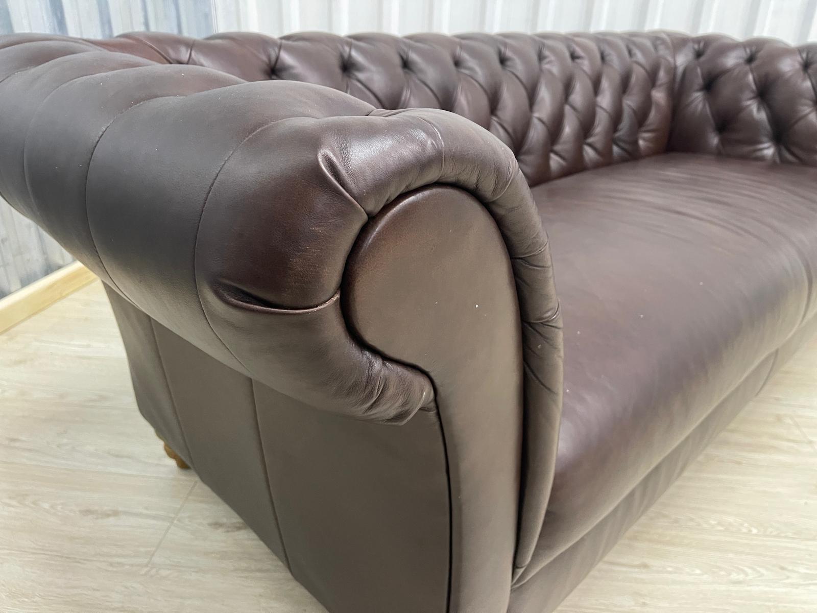 Oak FurnitureLand Montgomery Cigar leather 3 Seater (Ex - Display)
