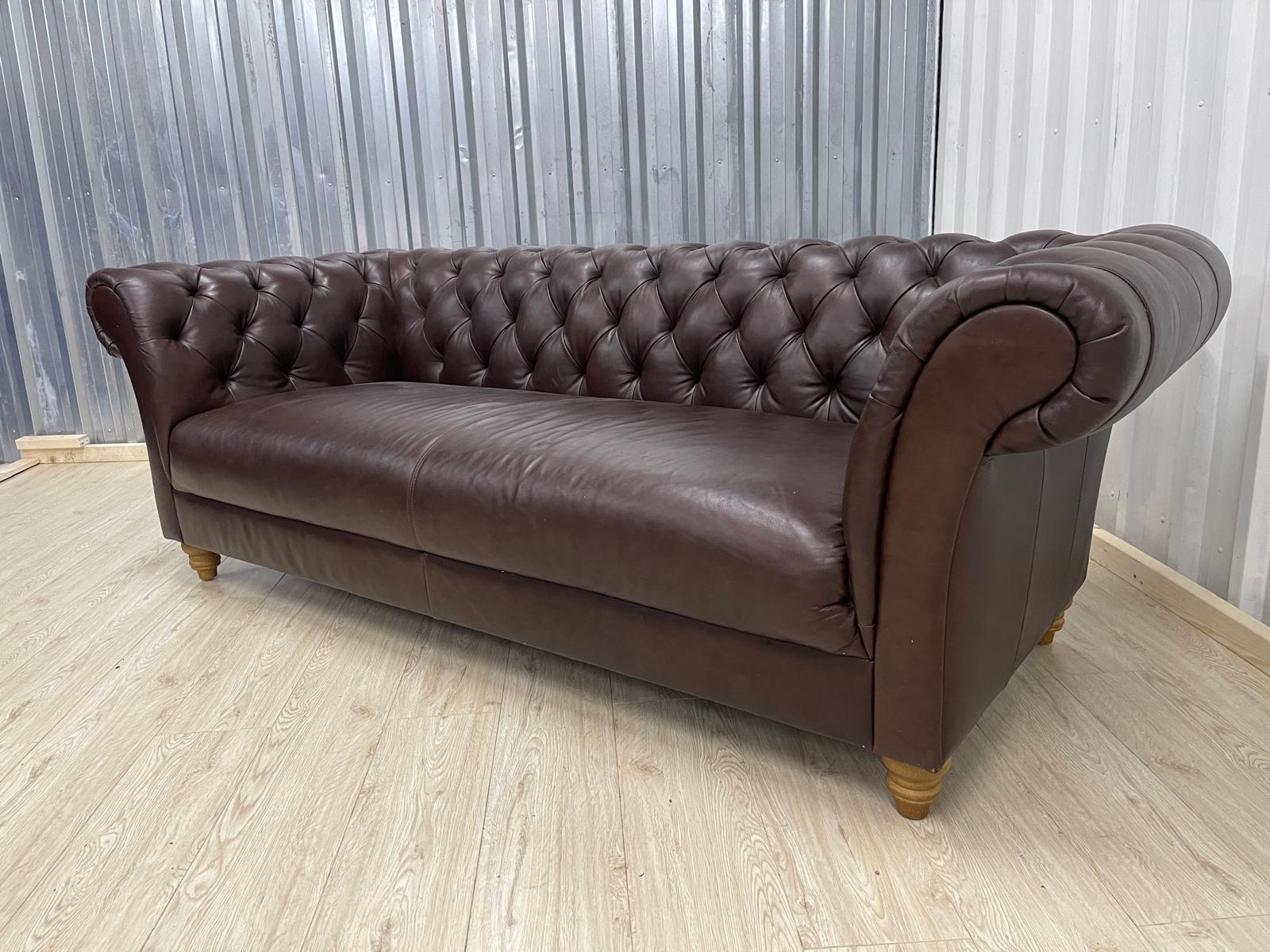 Oak FurnitureLand Montgomery Cigar leather 3 Seater (Ex - Display)