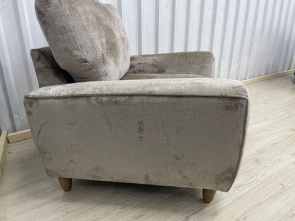 Next Campbell Armchair + Footstool  Plush Chenille Mid Natural