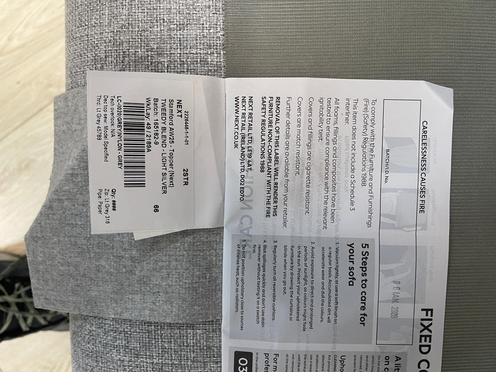 Next Stamford Tweedy Blend Light Silver 2 Seater