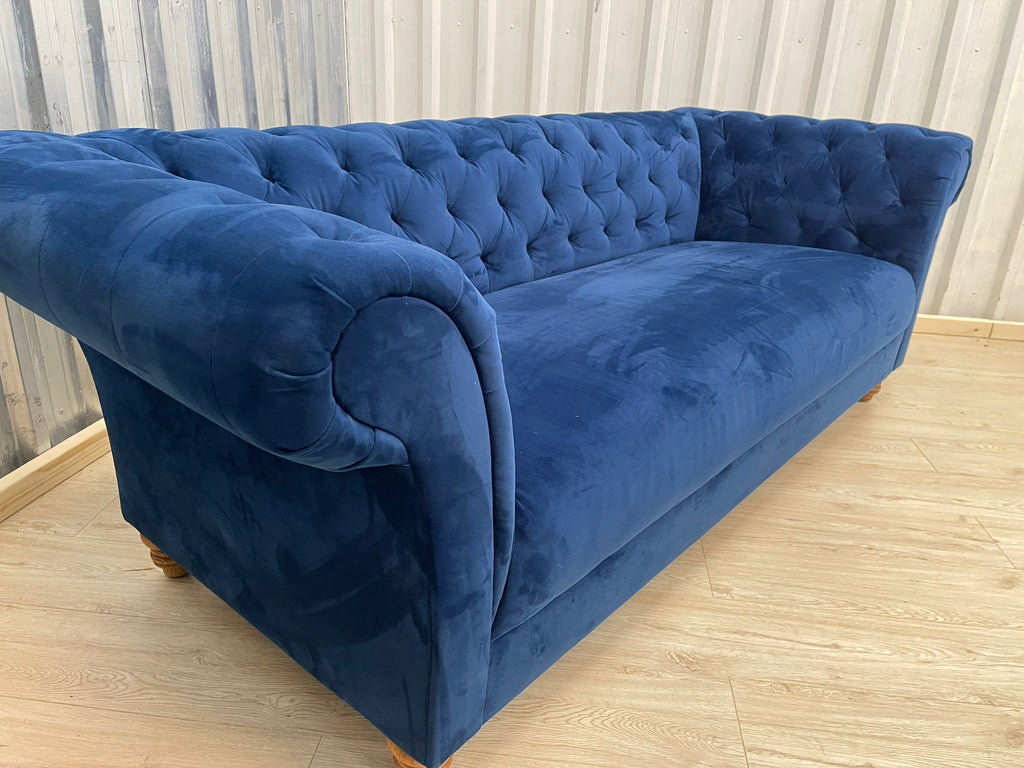 Oak Furnitureland Montgomery Royal Blue Velvet 3 Seater Sofa