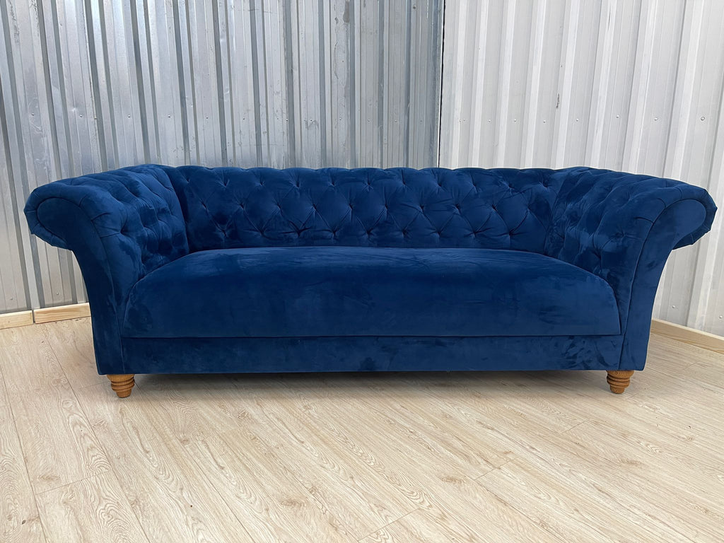 Oak Furnitureland Montgomery Royal Blue Velvet 3 Seater Sofa