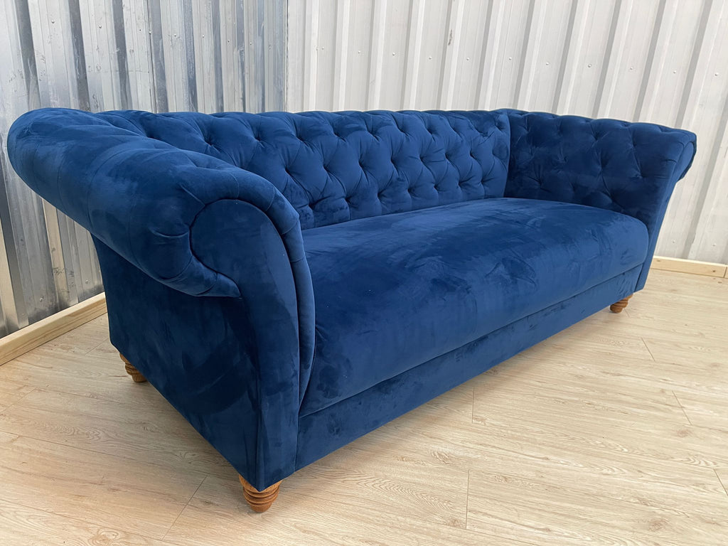 Oak Furnitureland Montgomery Royal Blue Velvet 3 Seater Sofa