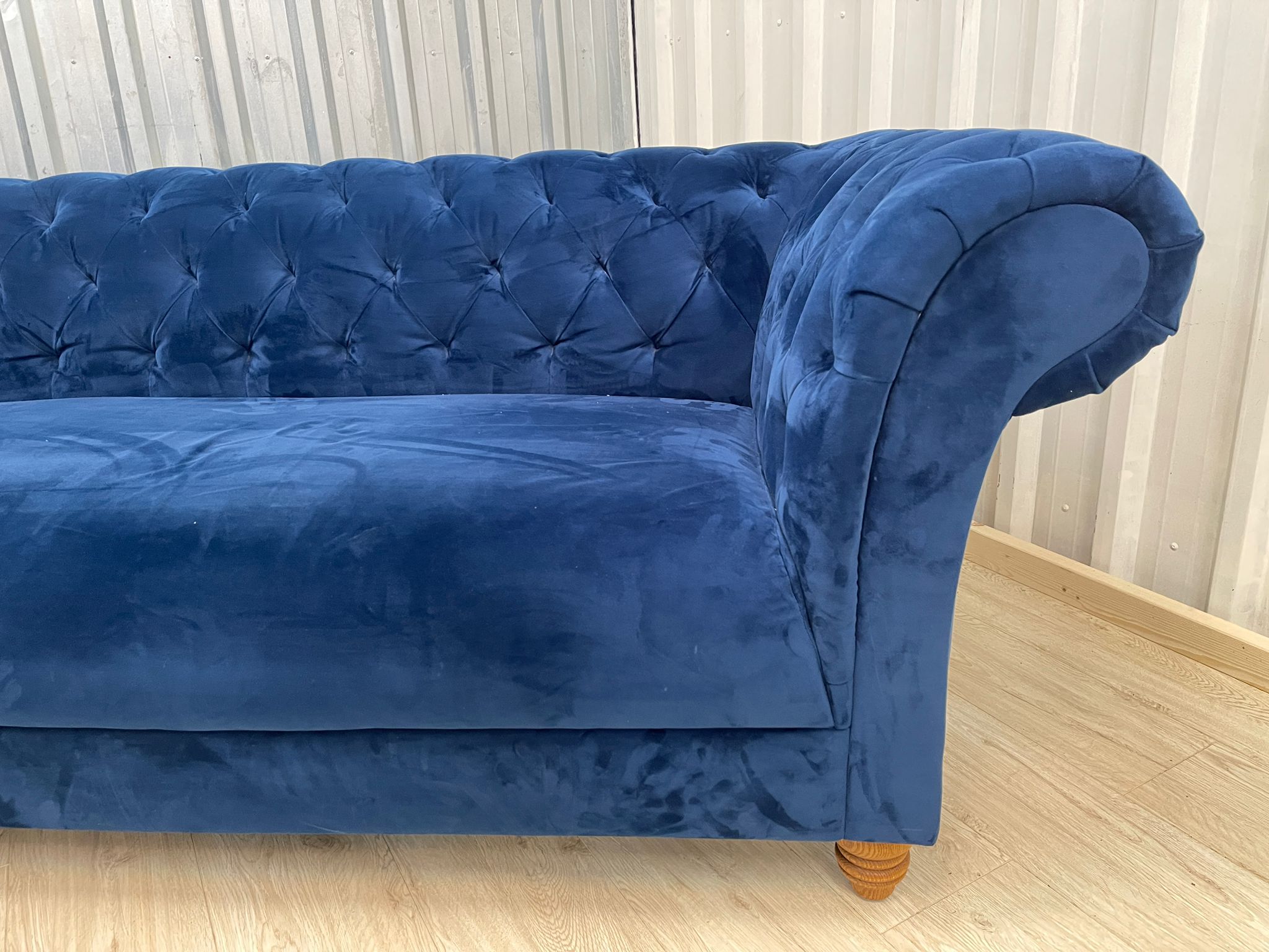 Oak Furnitureland Montgomery Royal Blue Velvet 3 Seater Sofa