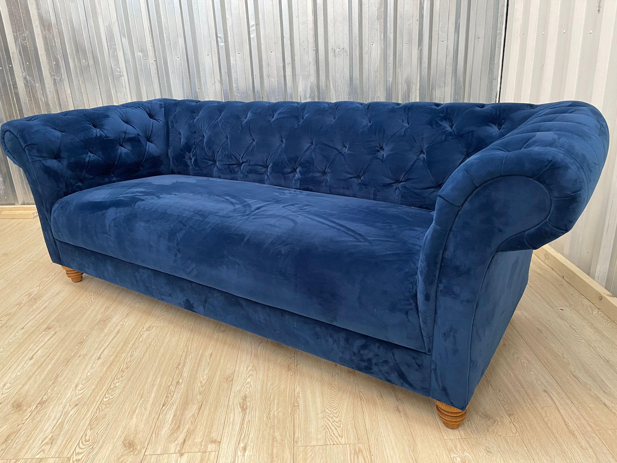 Oak Furnitureland Montgomery Royal Blue Velvet 3 Seater Sofa