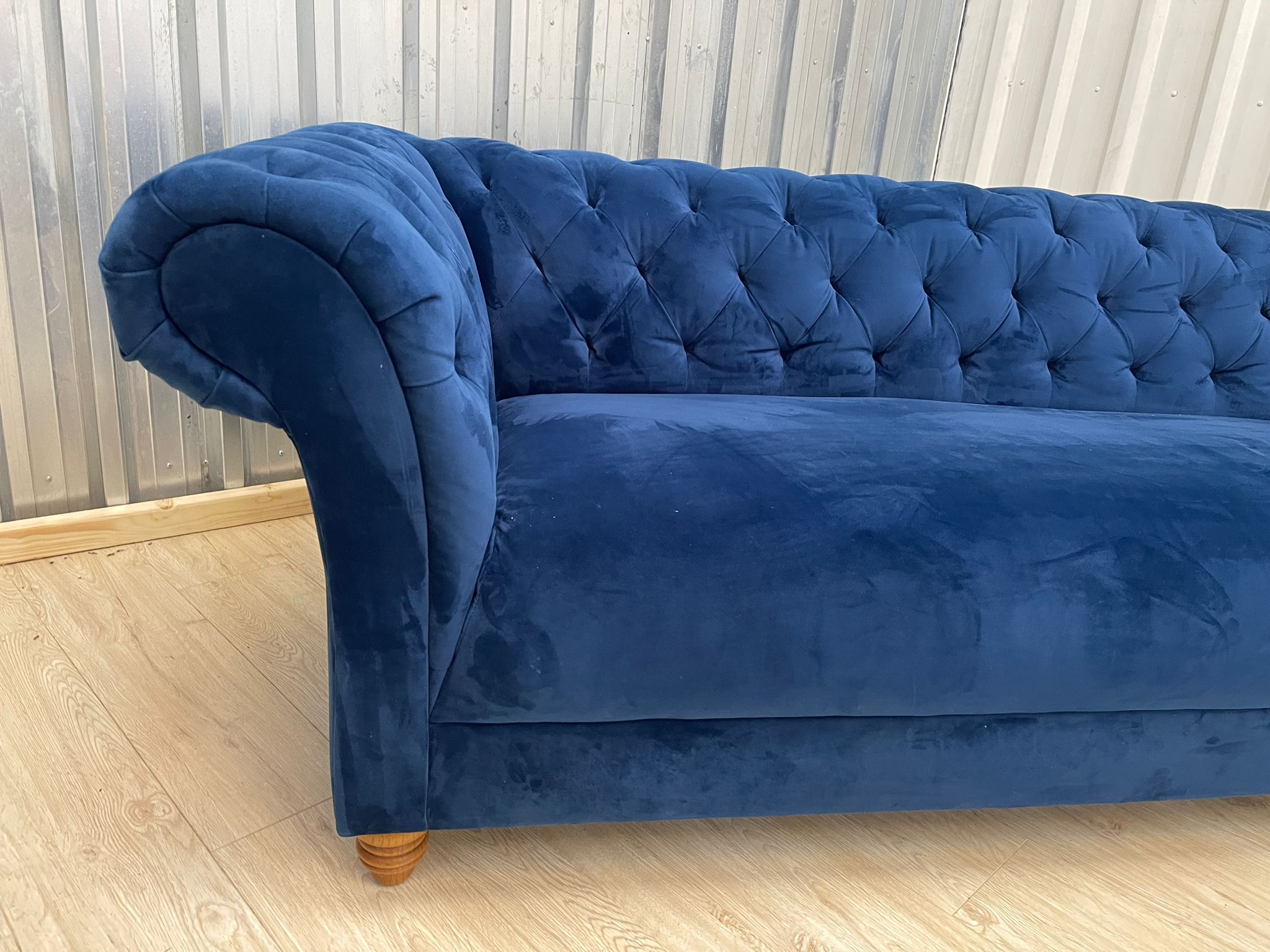 Oak Furnitureland Montgomery Royal Blue Velvet 3 Seater Sofa