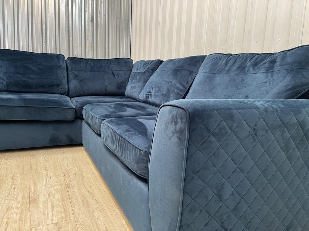 Dfs Orka Royal Blue Sensual Velvet Corner Sofa