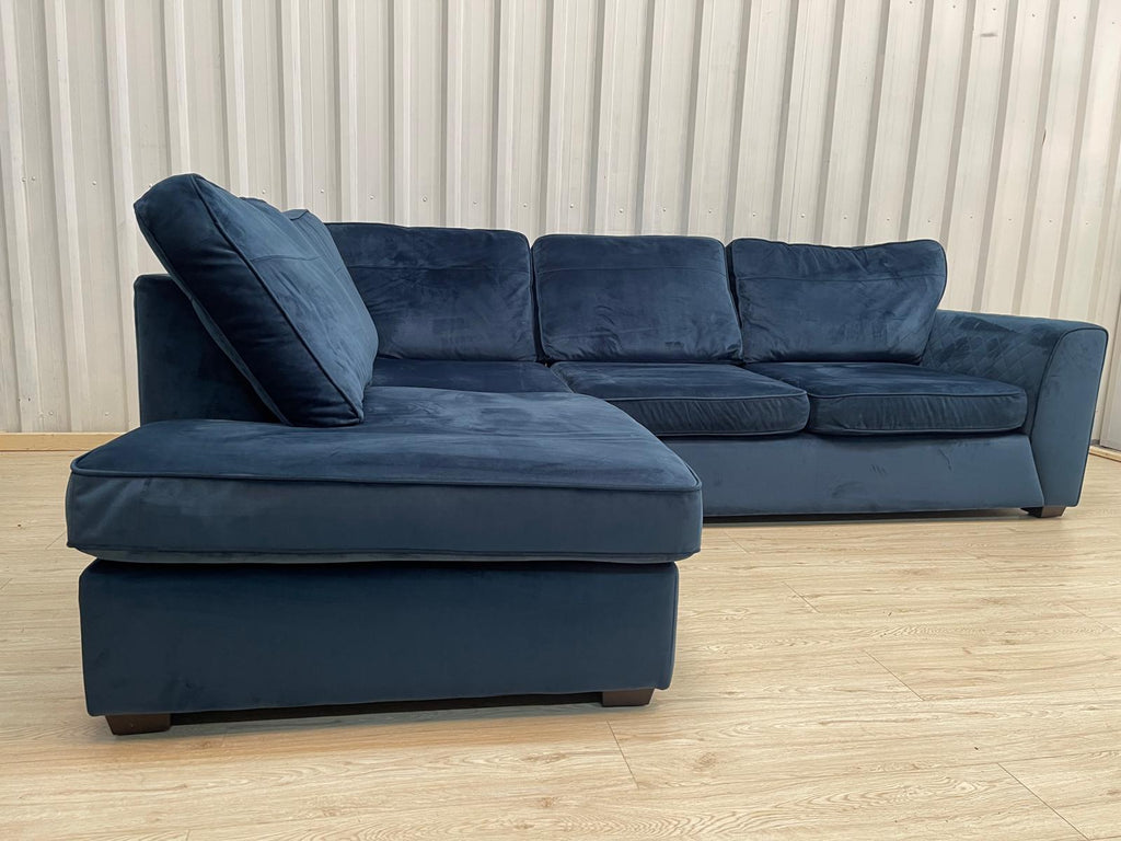 Dfs Orka Royal Blue Sensual Velvet Corner Sofa