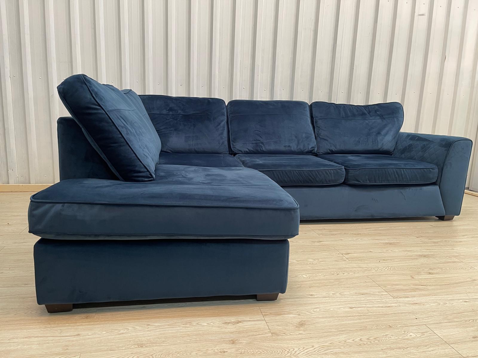 Dfs Orka Royal Blue Sensual Velvet Corner Sofa