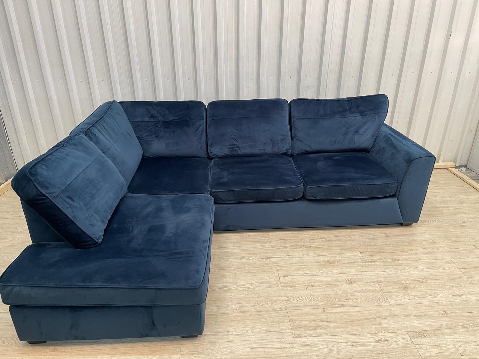 Dfs Orka Royal Blue Sensual Velvet Corner Sofa