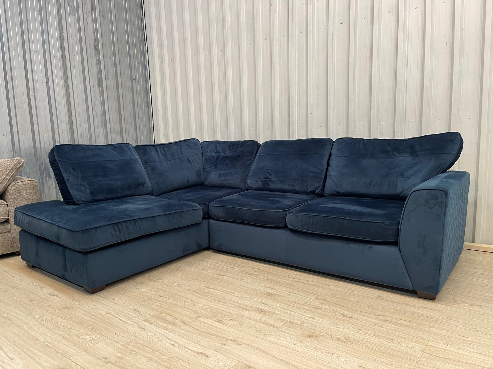 Dfs Orka Royal Blue Sensual Velvet Corner Sofa