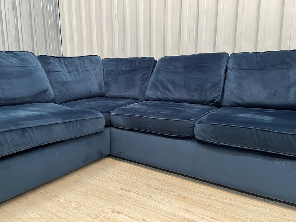 Dfs Orka Royal Blue Sensual Velvet Corner Sofa