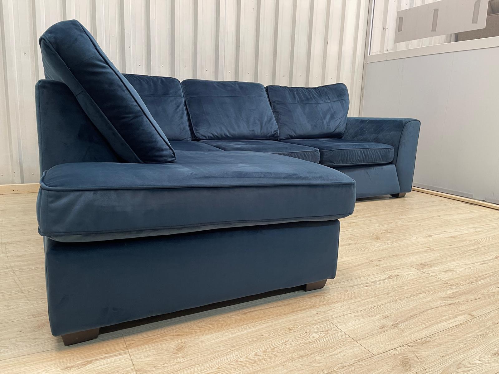 Dfs Orka Royal Blue Sensual Velvet Corner Sofa