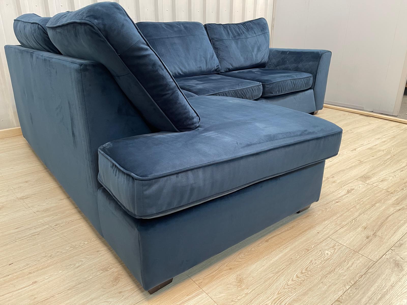Dfs Orka Royal Blue Sensual Velvet Corner Sofa