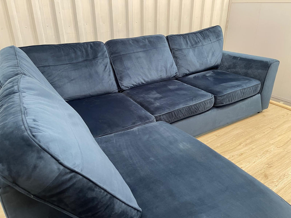 Dfs Orka Royal Blue Sensual Velvet Corner Sofa