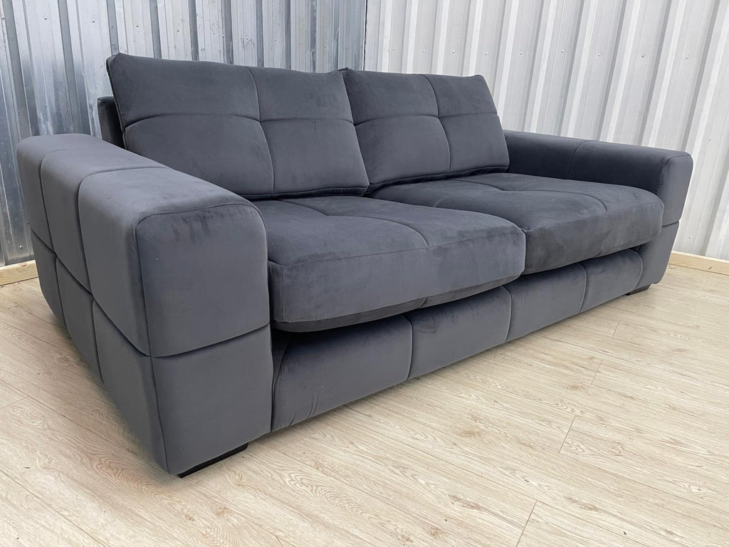 Next Brooke Sensual Velvet Charcoal Grey 3 Seater
