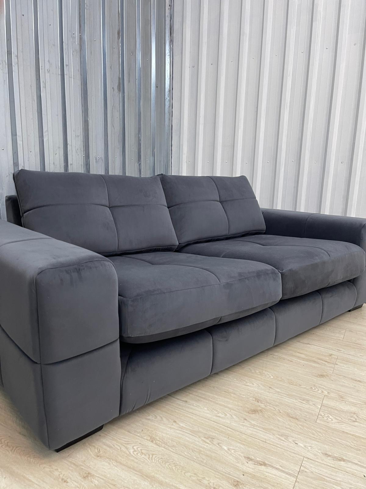 Next Brooke Sensual Velvet Charcoal Grey 3 Seater