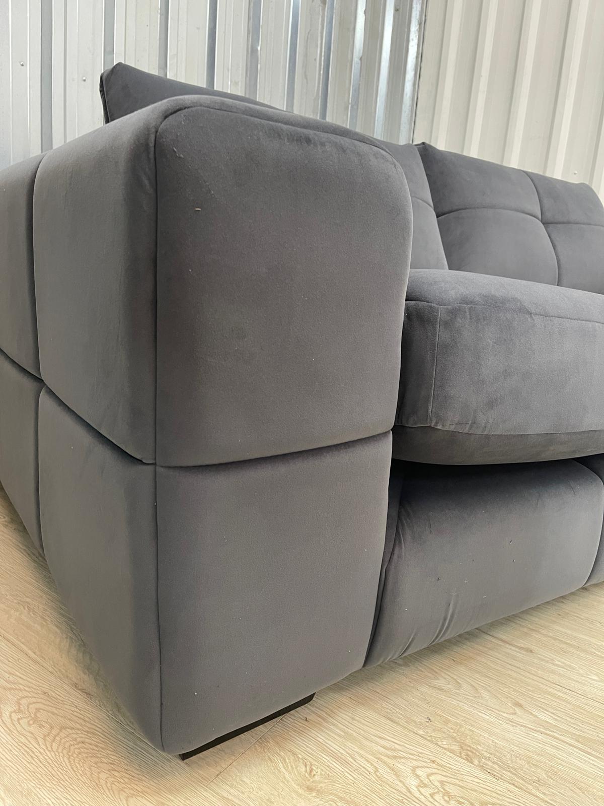 Next Brooke Sensual Velvet Charcoal Grey 3 Seater