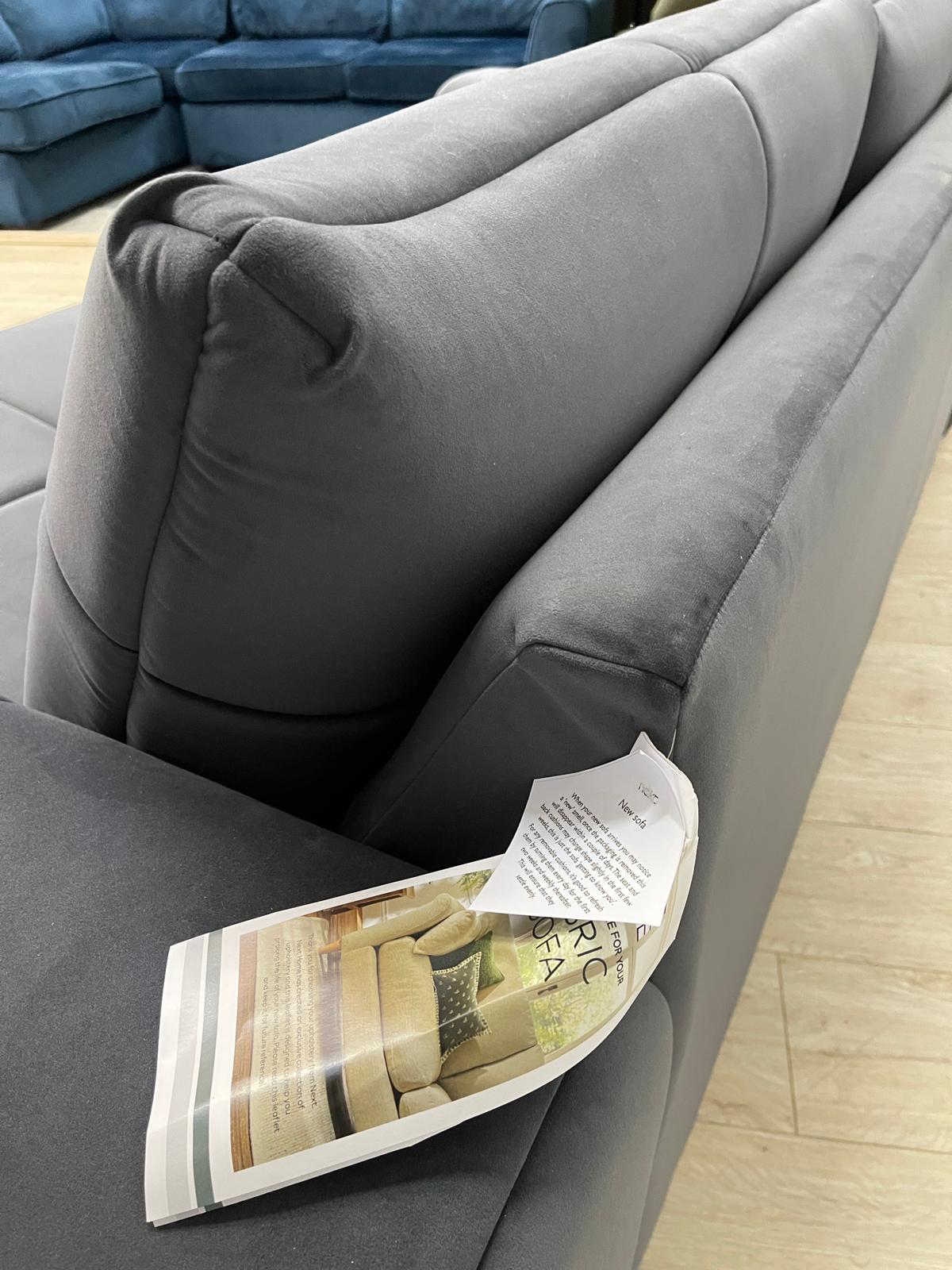 Next Brooke Sensual Velvet Charcoal Grey 3 Seater
