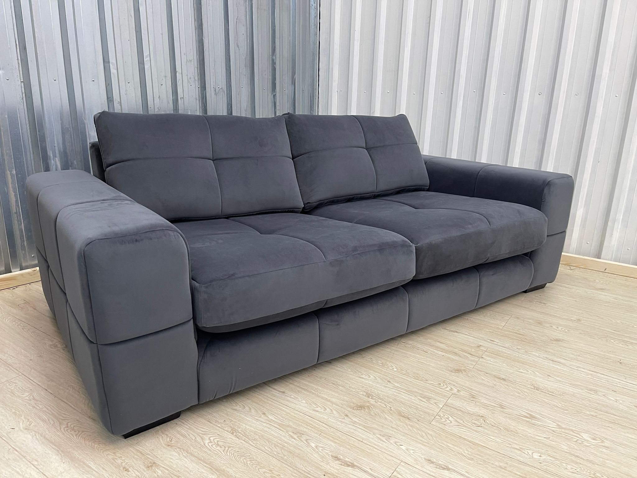 Next Brooke Sensual Velvet Charcoal Grey 3 Seater