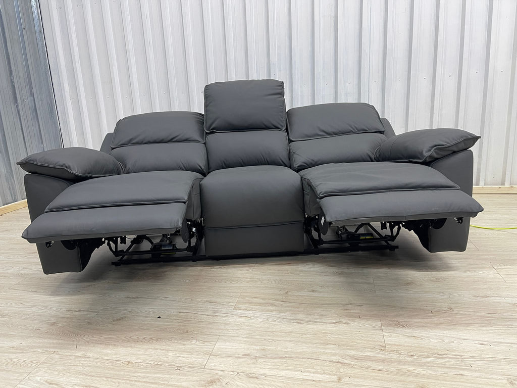 Oakfurnitureland Goodwood 3 Seater Electric Recliner in Dark Grey Leather