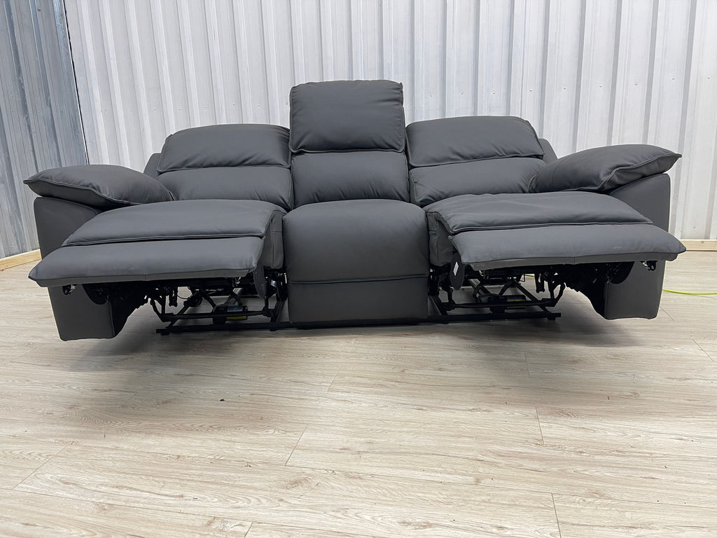 Oakfurnitureland Goodwood 3 Seater Electric Recliner in Dark Grey Leather