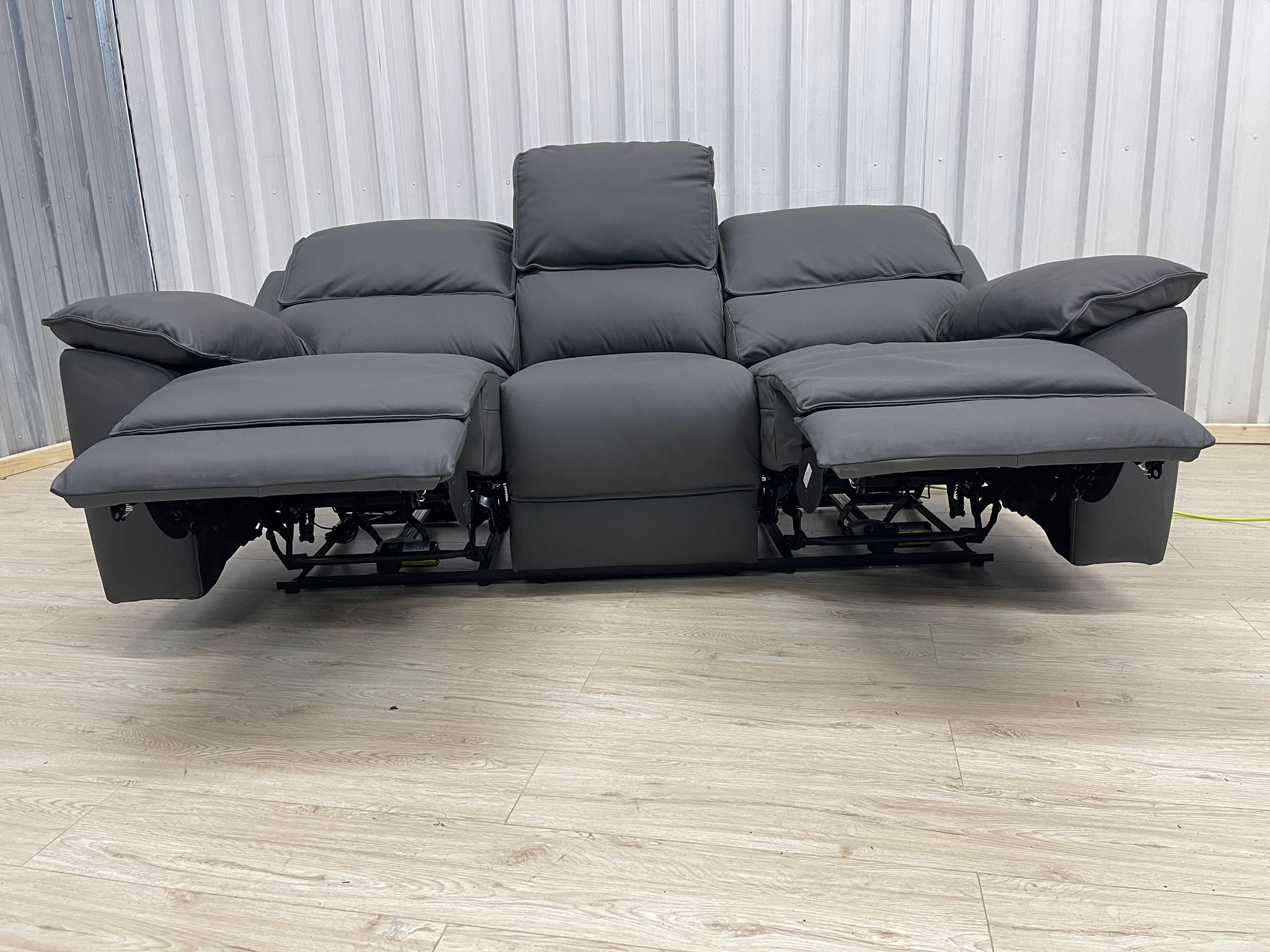Oakfurnitureland Goodwood 3 Seater Electric Recliner in Dark Grey Leather