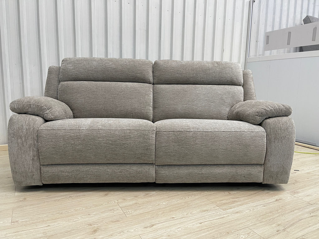 Oak furnitureland Emerson 3 Seater Electric Recliner in Natural Luxe Fabric