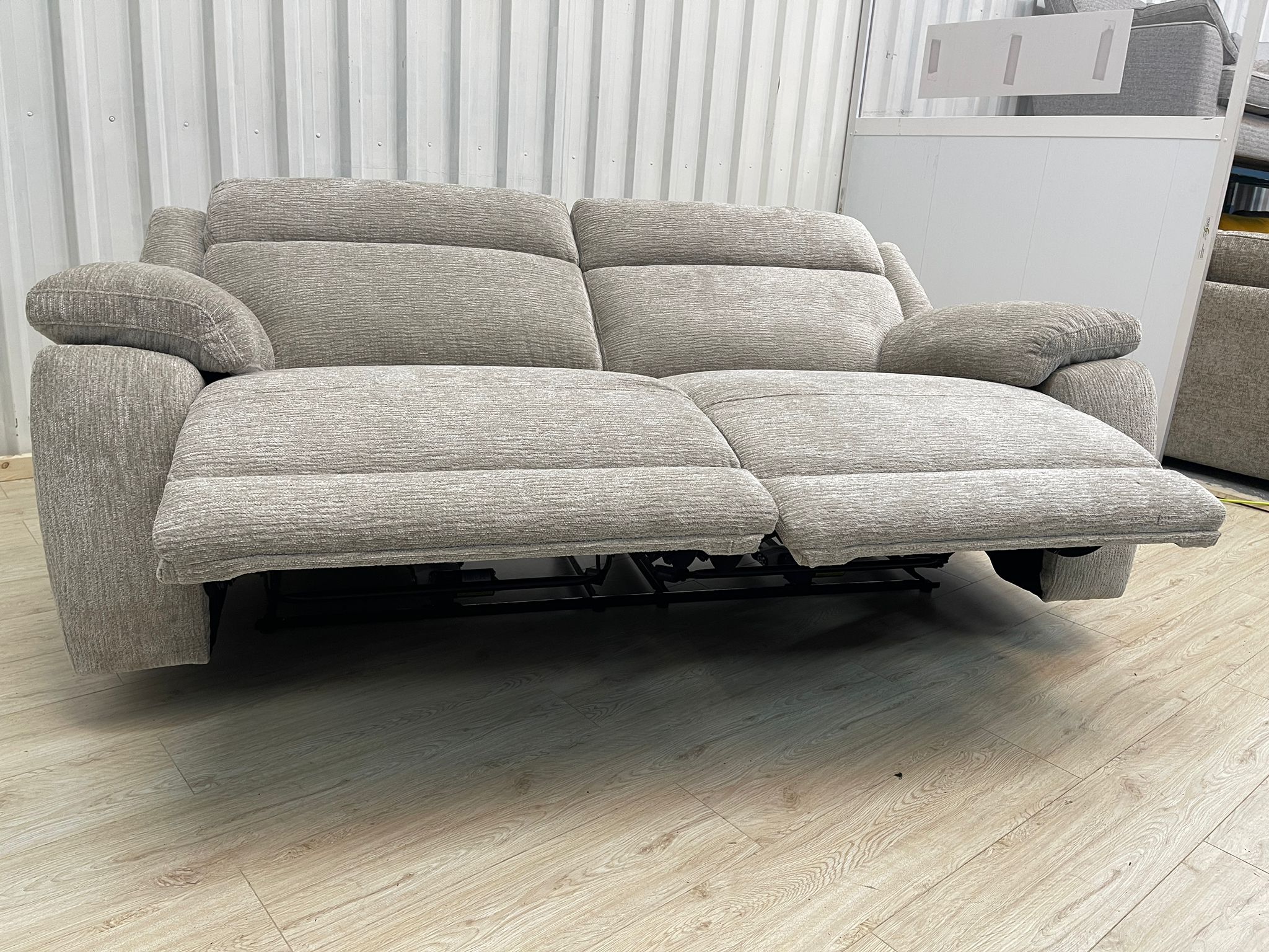 Oak furnitureland Emerson 3 Seater Electric Recliner in Natural Luxe Fabric