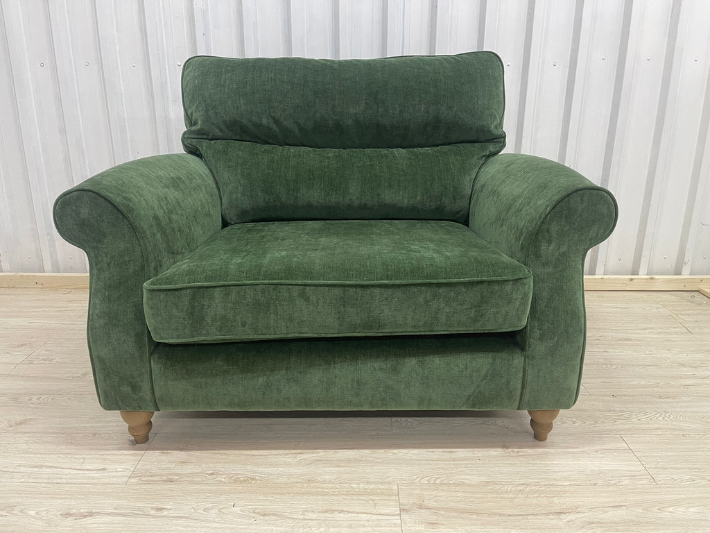 Next Ashford Highback Luxe Chenille Dark Green Snuggle Chair
