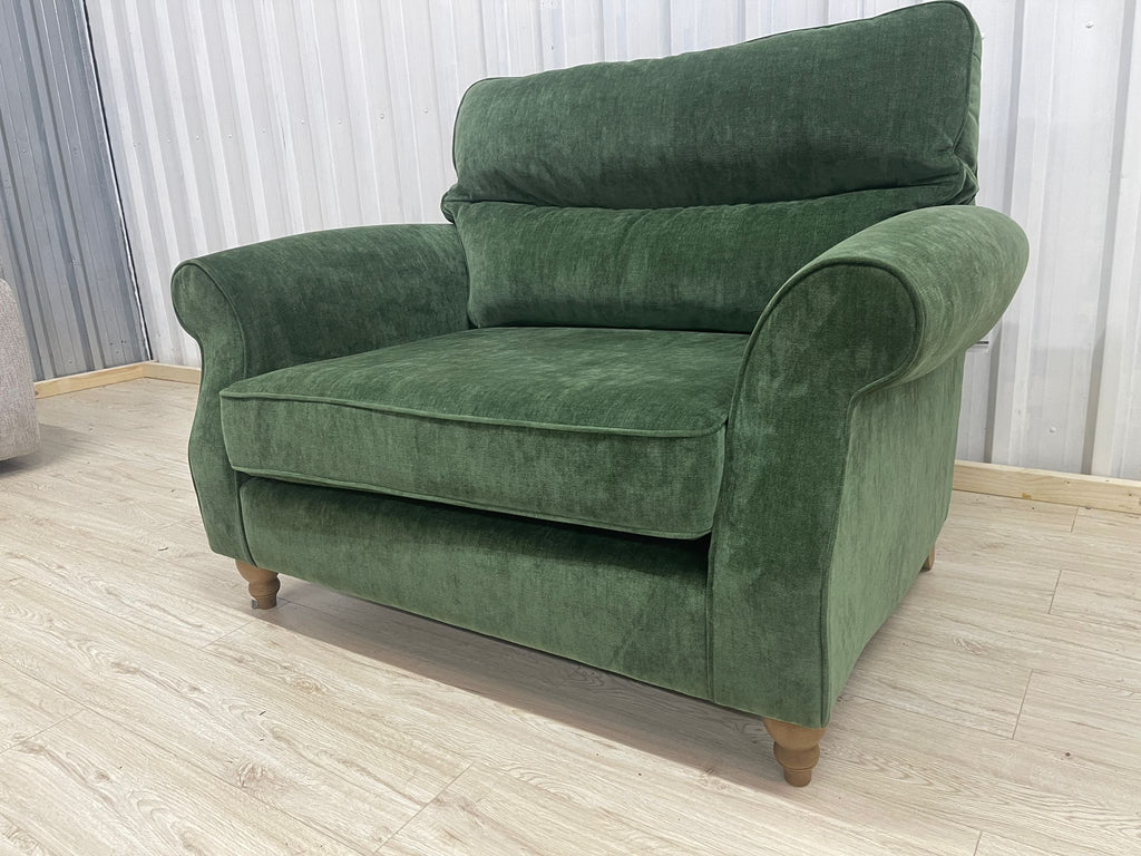 Next Ashford Highback Luxe Chenille Dark Green Snuggle Chair