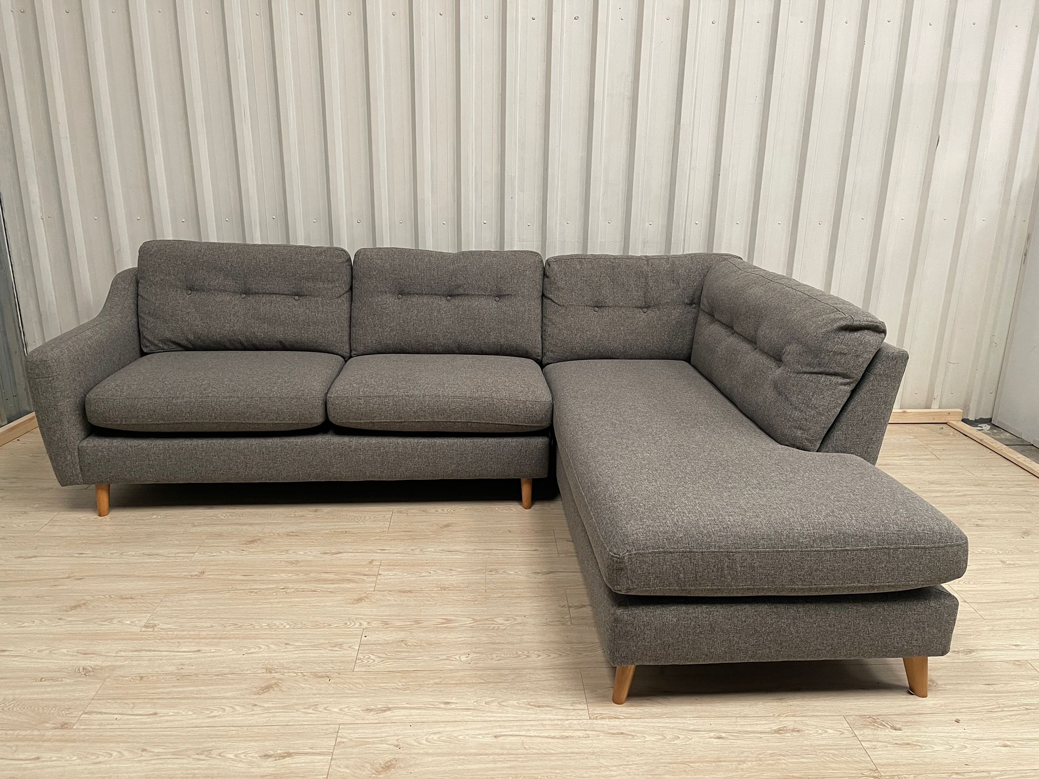 Next Clayton Button Back Grey Corner Sofa
