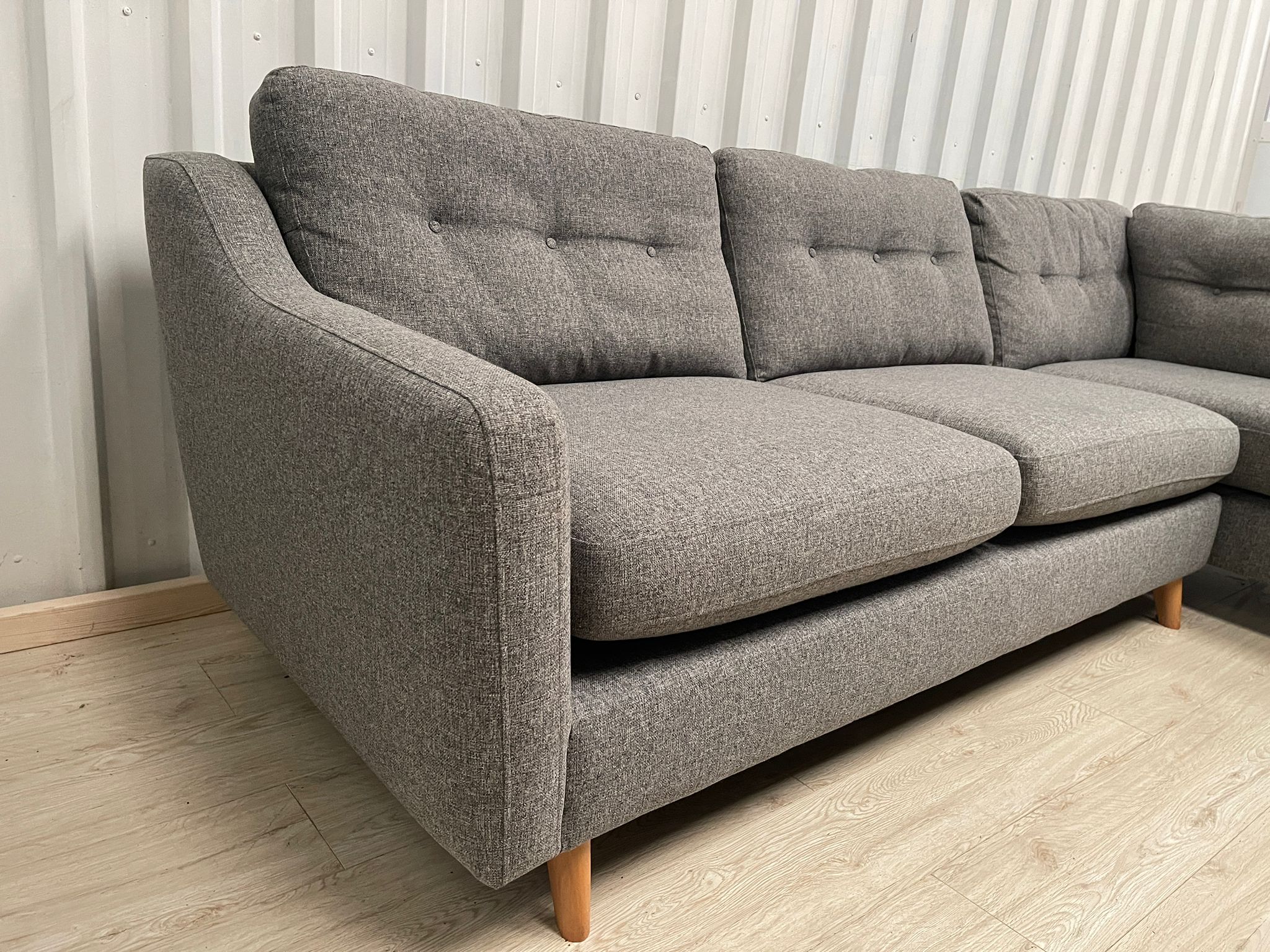 Next Clayton Button Back Grey Corner Sofa