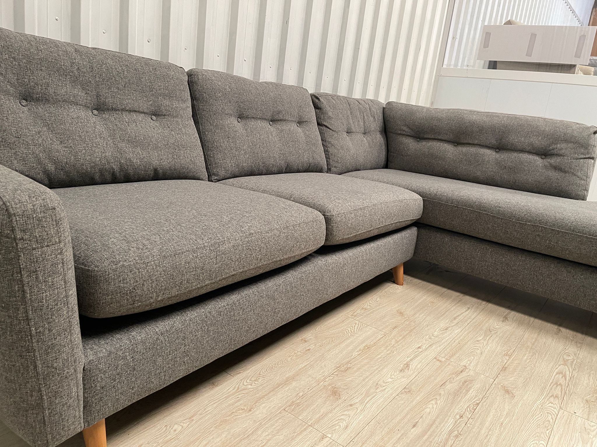 Next Clayton Button Back Grey Corner Sofa