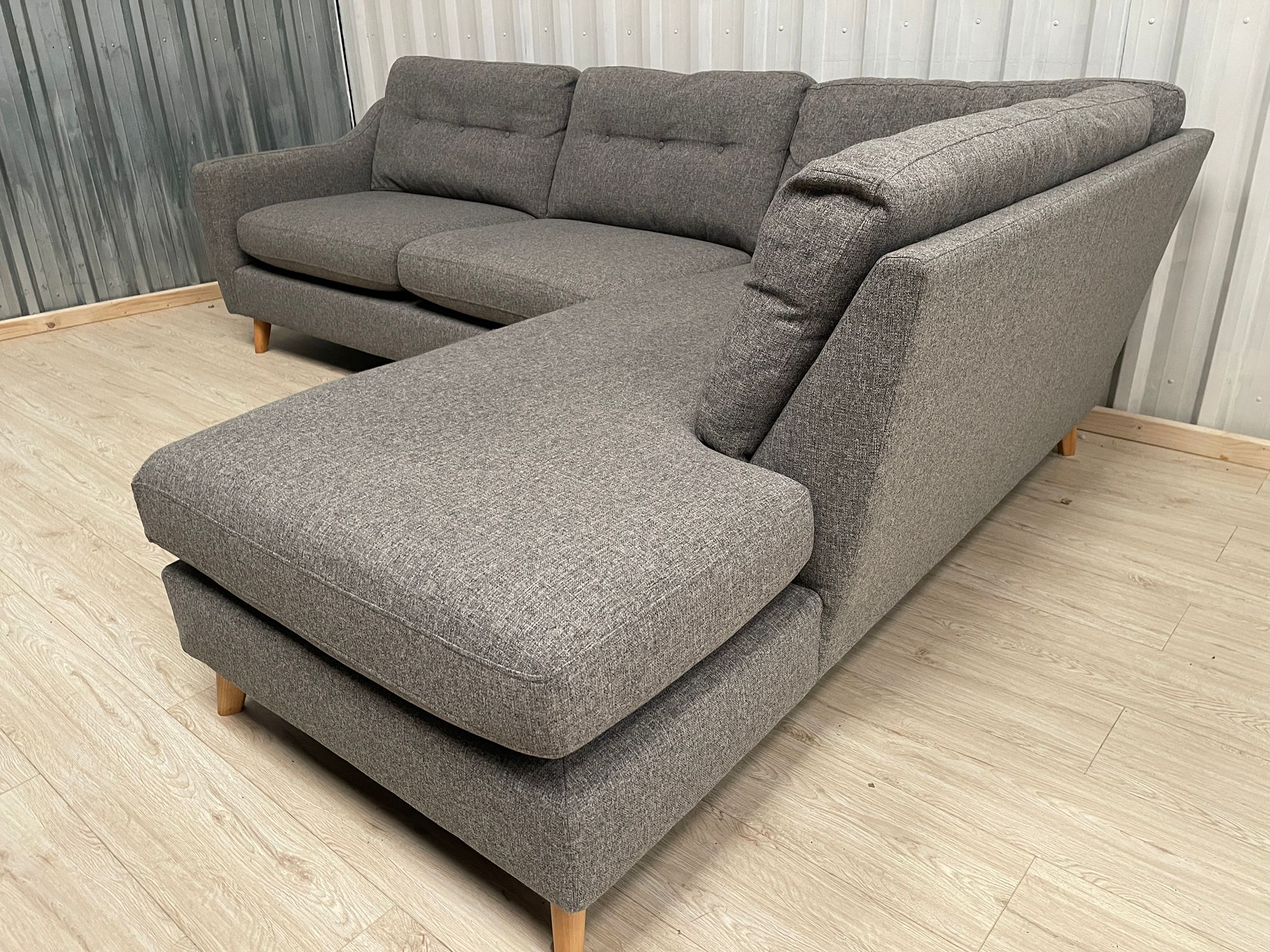 Next Clayton Button Back Grey Corner Sofa
